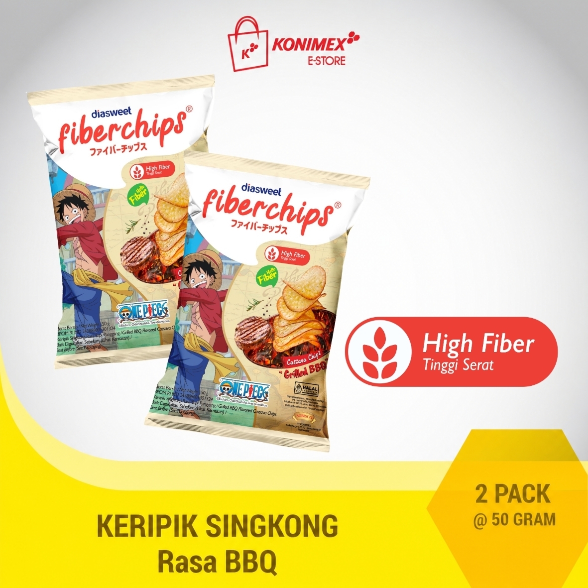 Diasweet Fiberchips BBQ 50gr isi 2 Pack