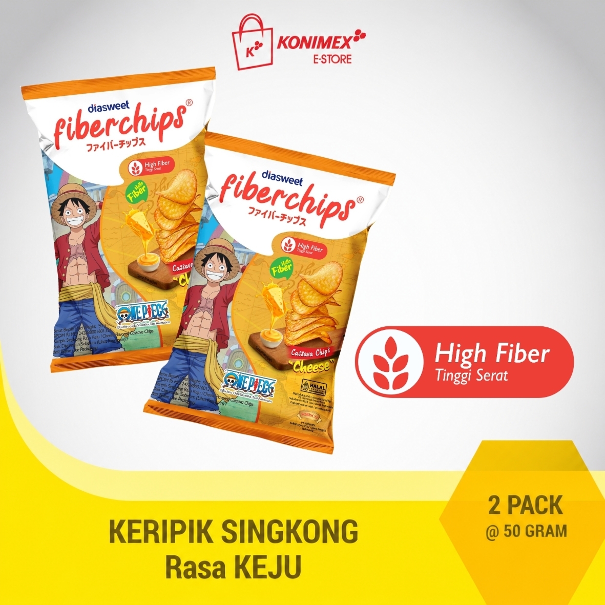 Diasweet FIberchips Cheese 50gr isi 2 Pack