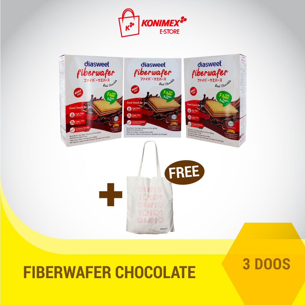 Diasweet Fiberwafer Chocolate 180G bonus Totebag