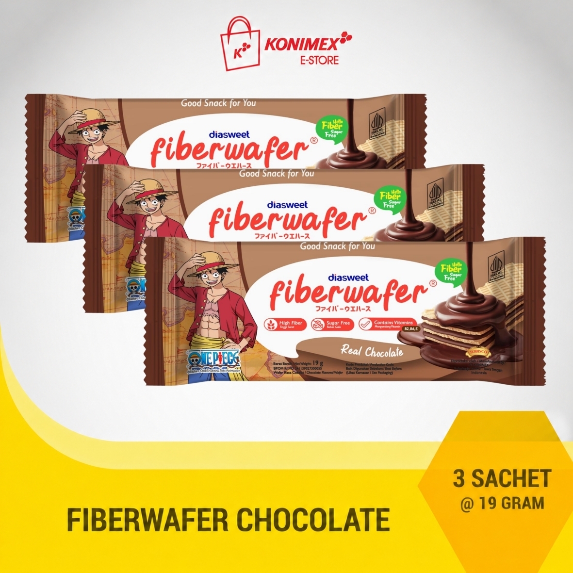 Diasweet Fiberwafer Chocolate 19 gr 3 sachet