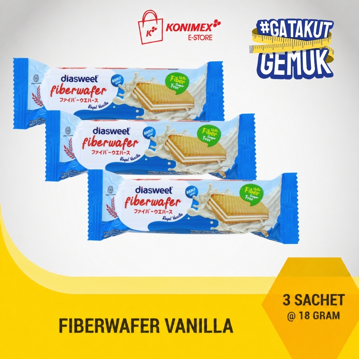 Diasweet Fiberwafer Vanila 18 gr 3 sachet