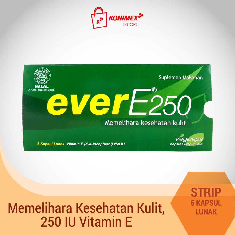 everE250 Vitamin E Strip Isi 6 Softcapsule Rumput Laut Kulit