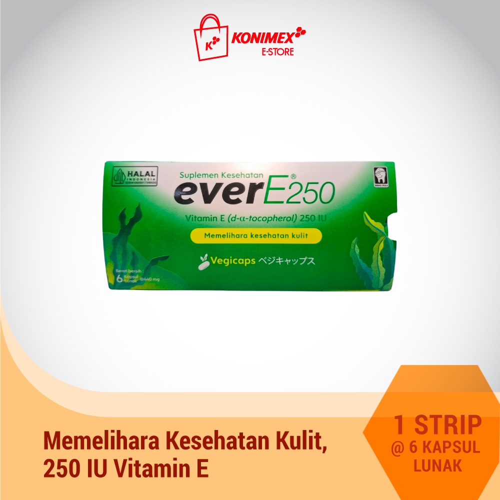 everE250 Vitamin E Strip Isi 6 Softcapsule Rumput Laut Kulit