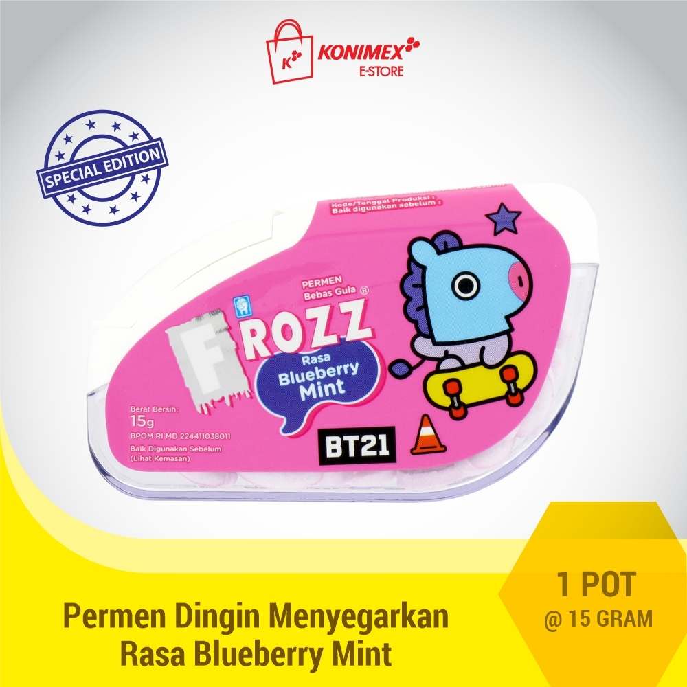 Frozz Blueberry Mint bebas gula, rendah kalori & dingin meny