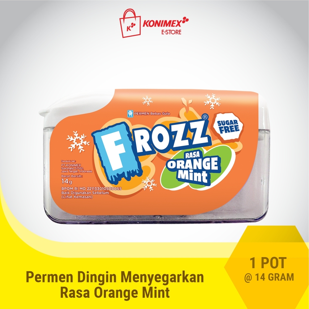Frozz Orange Mint permen bebas gula rendah kalori dingin men