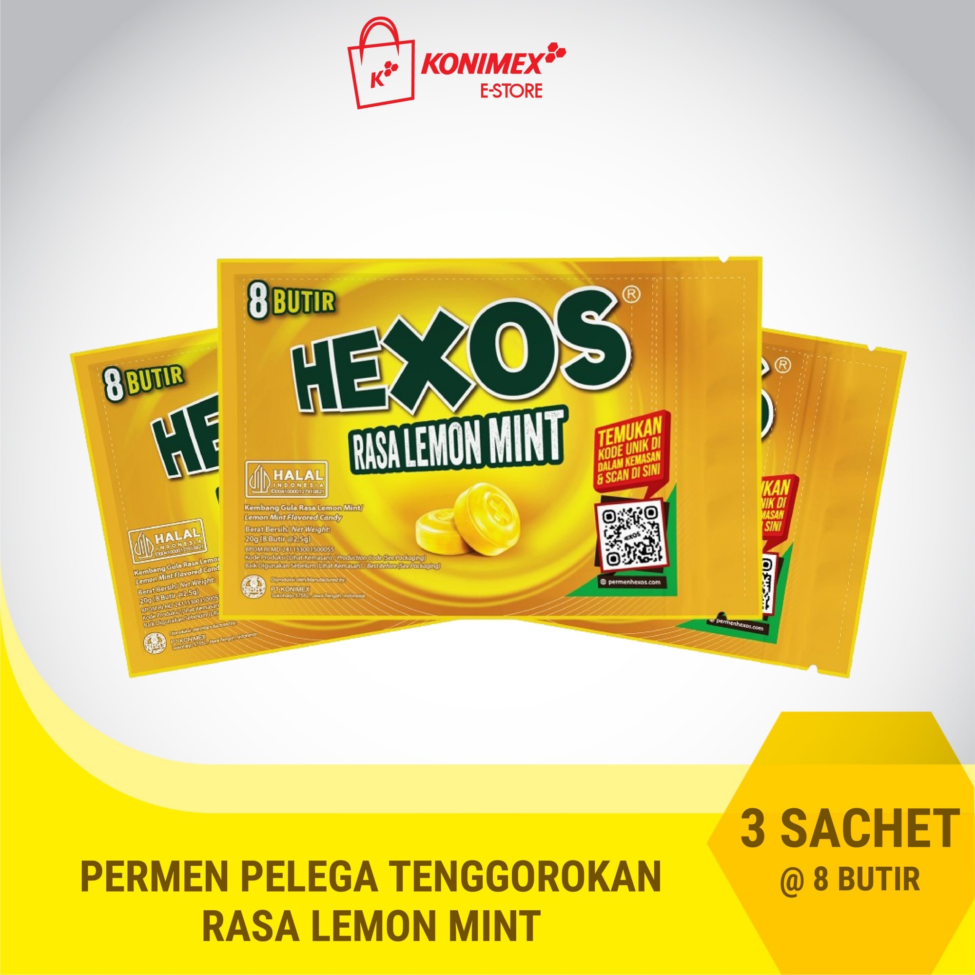 Hexos Lemon isi 8 butir 3 pouch