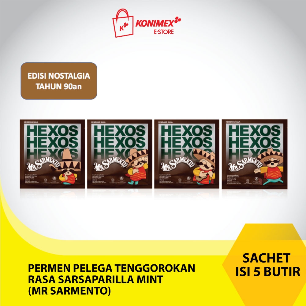 Hexos Mr Sarmento (Rasa Sarsaparilla Mint) 3 Sachet @15gr