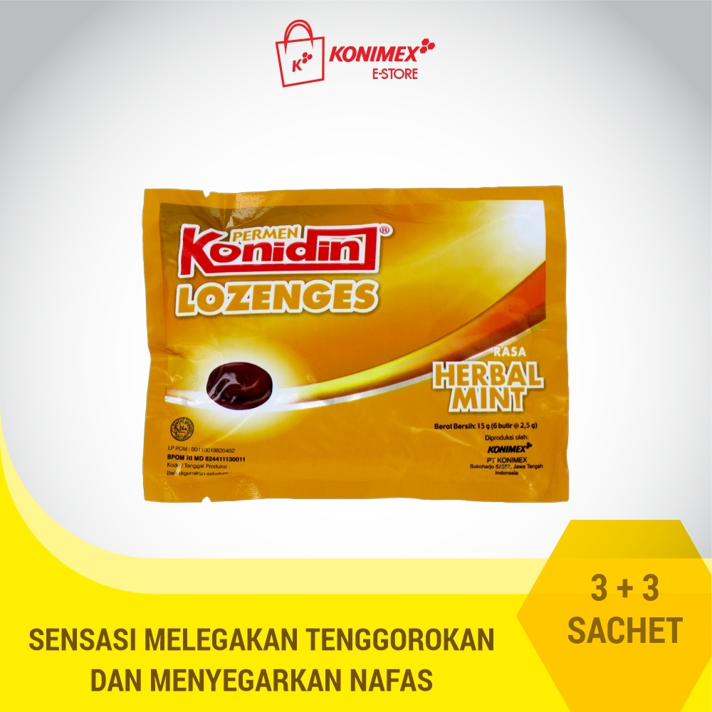 Konidin Lozenges Herbal Mint - 3 Sachet Permen Lozenges Rasa