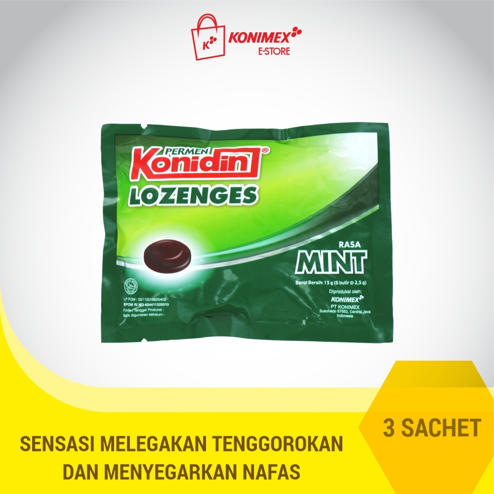 Konidin Lozenges Mint - 3 Sachet Permen Lozenges Rasa Mint