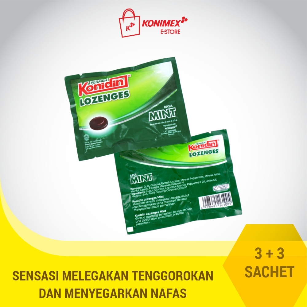 Konidin Lozenges Mint permen Lozenges Rasa Mint 1+1