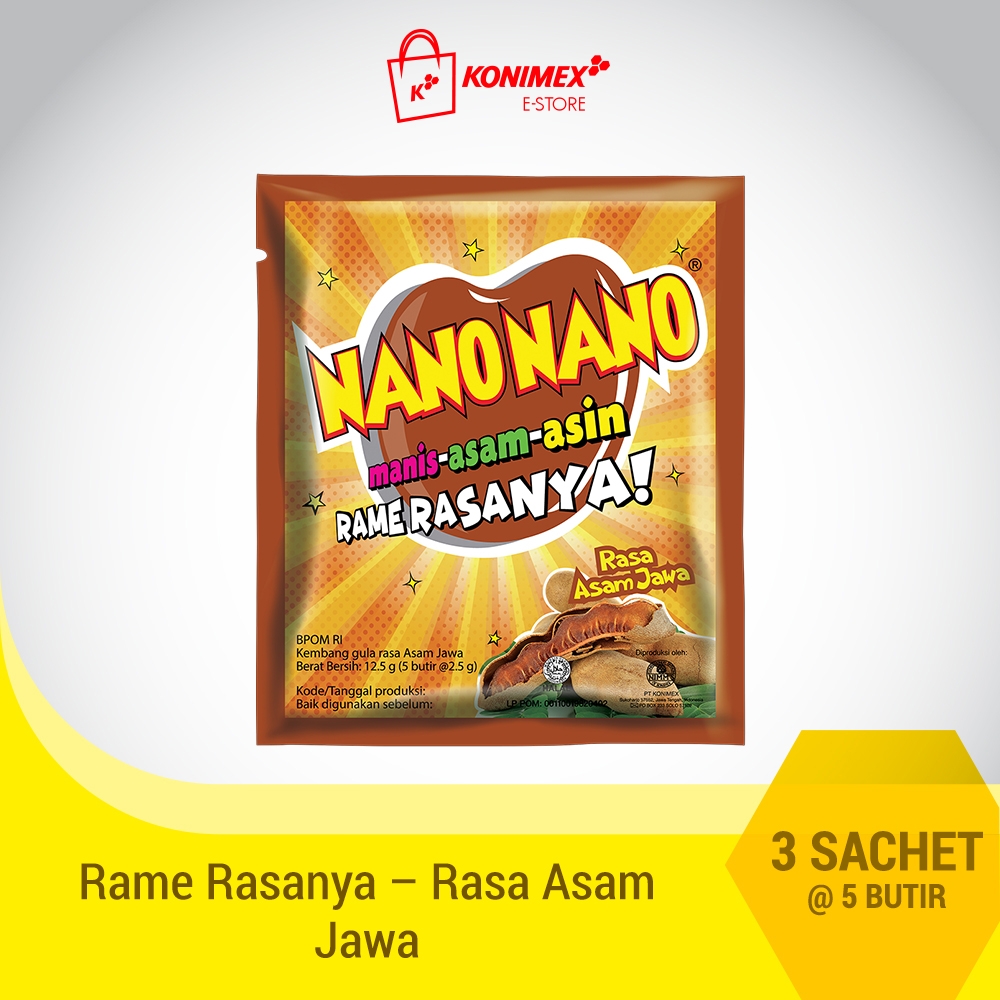 Nano Nano Asem Jawa 3 sachet isi 5 butir