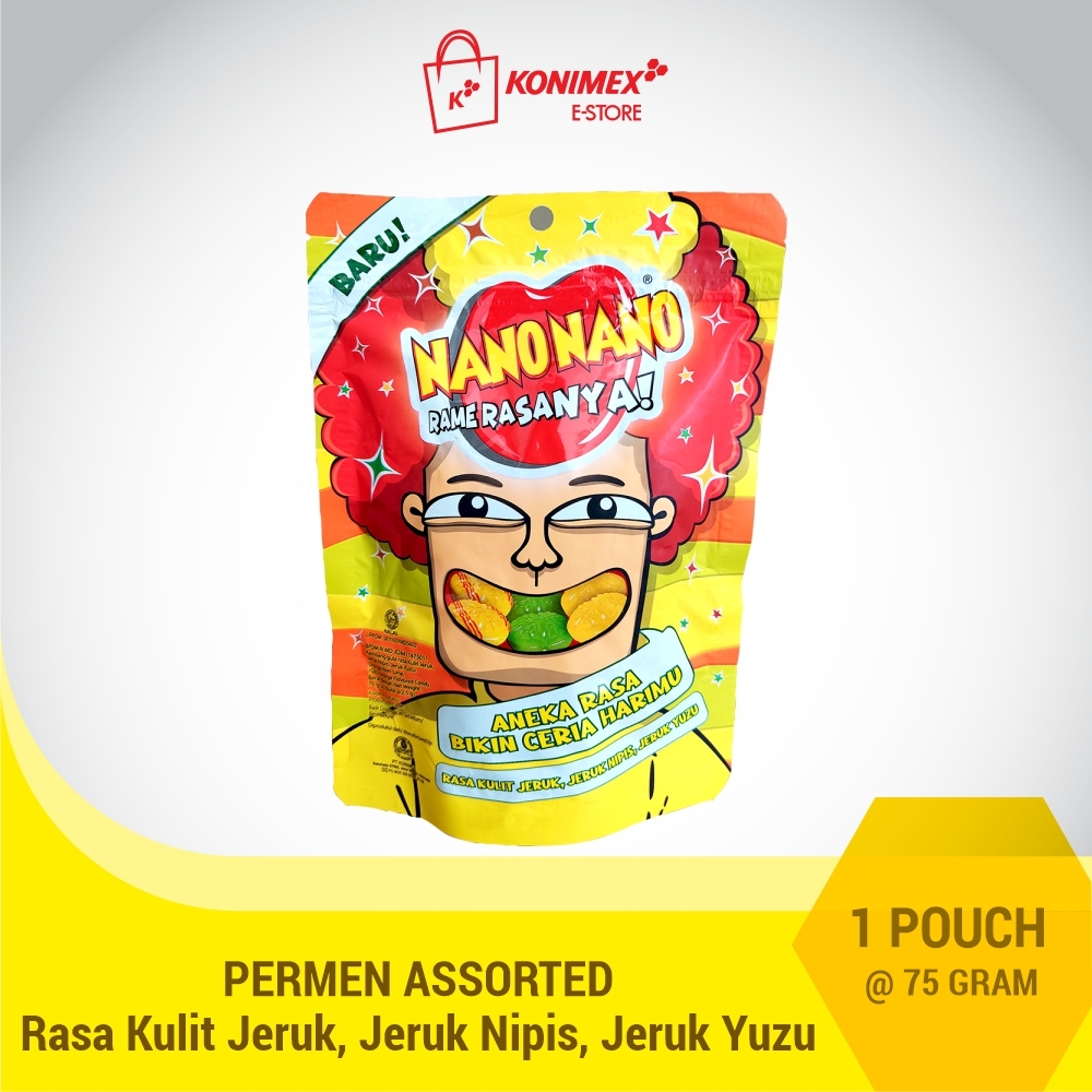 Nano Nano Assorted Pouch Rasa Kulit Jeruk, Jeruk Nipis, Yuzu