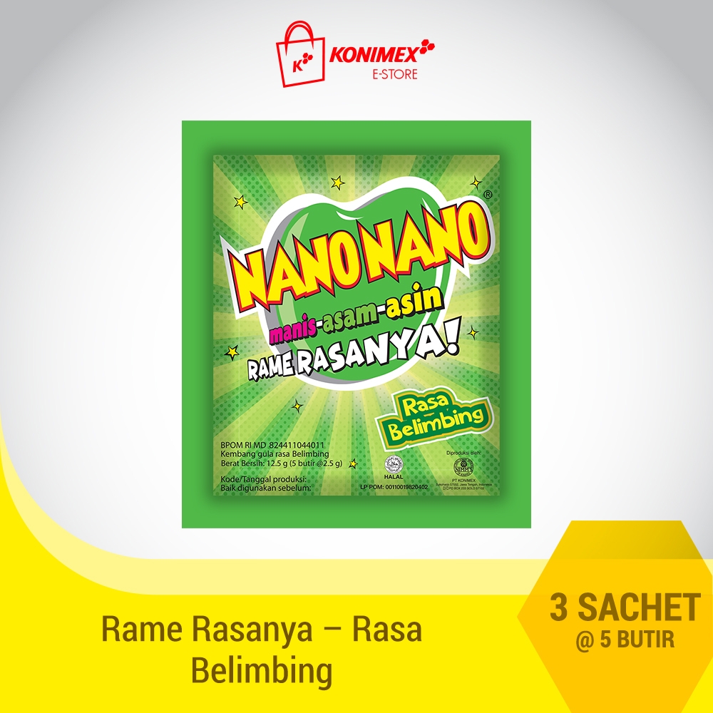 Nano Nano Manisan Belimbing 3 sachet isi 5 butir