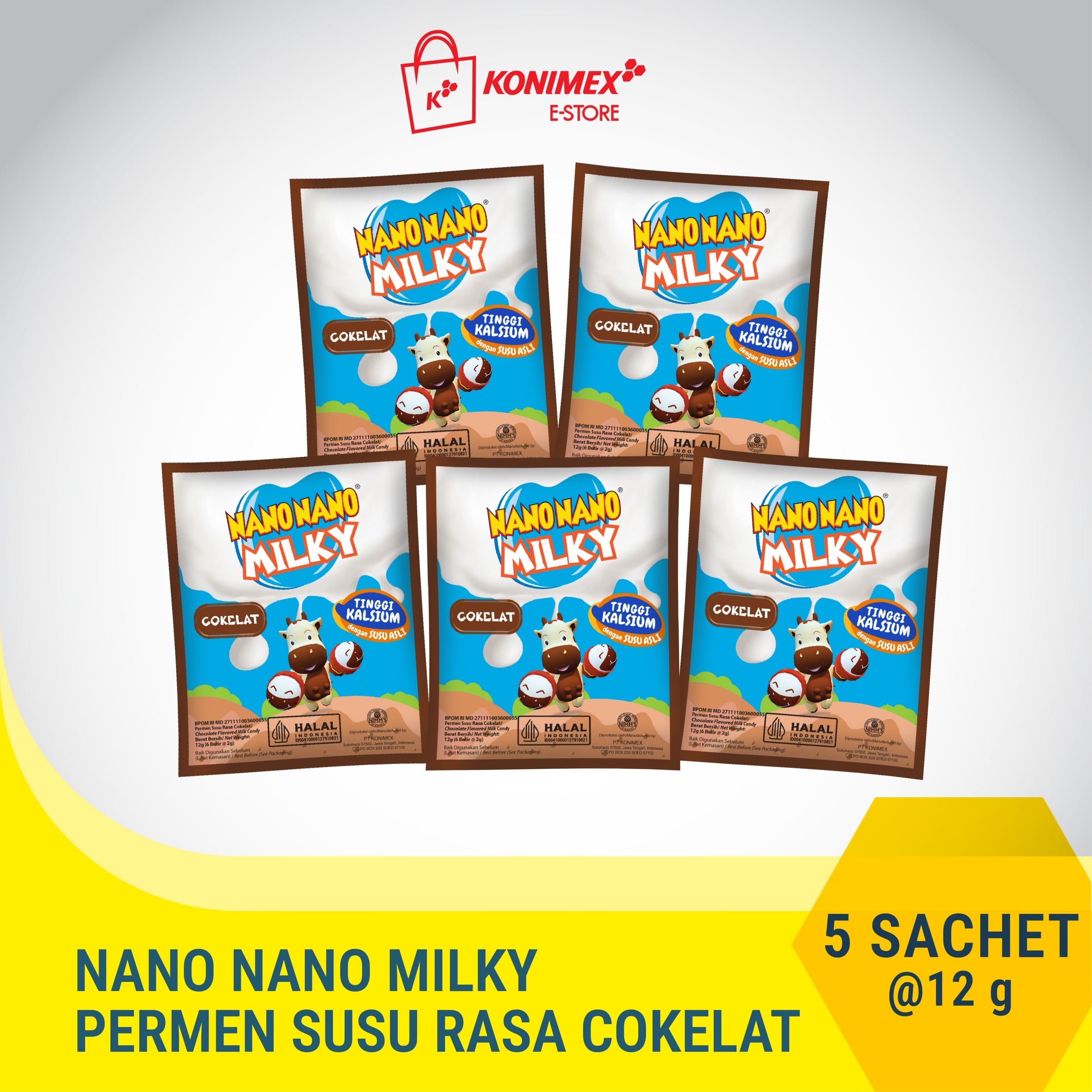 Nano Nano Milky Coklat 5 sachet Permen Susu