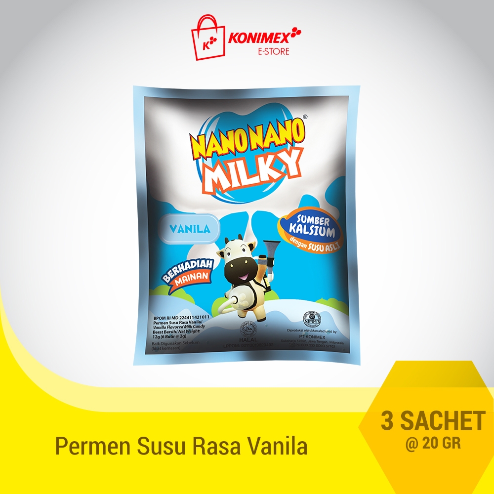 Nano Nano Milky Vanila 3 sachet Permen Susu