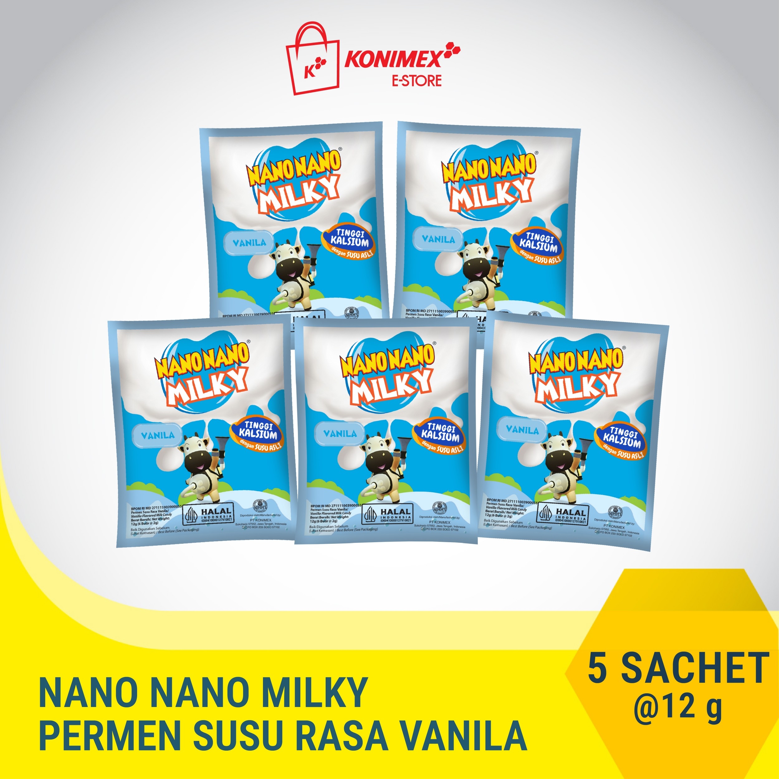 Nano Nano Milky Vanila 5 sachet Permen Susu