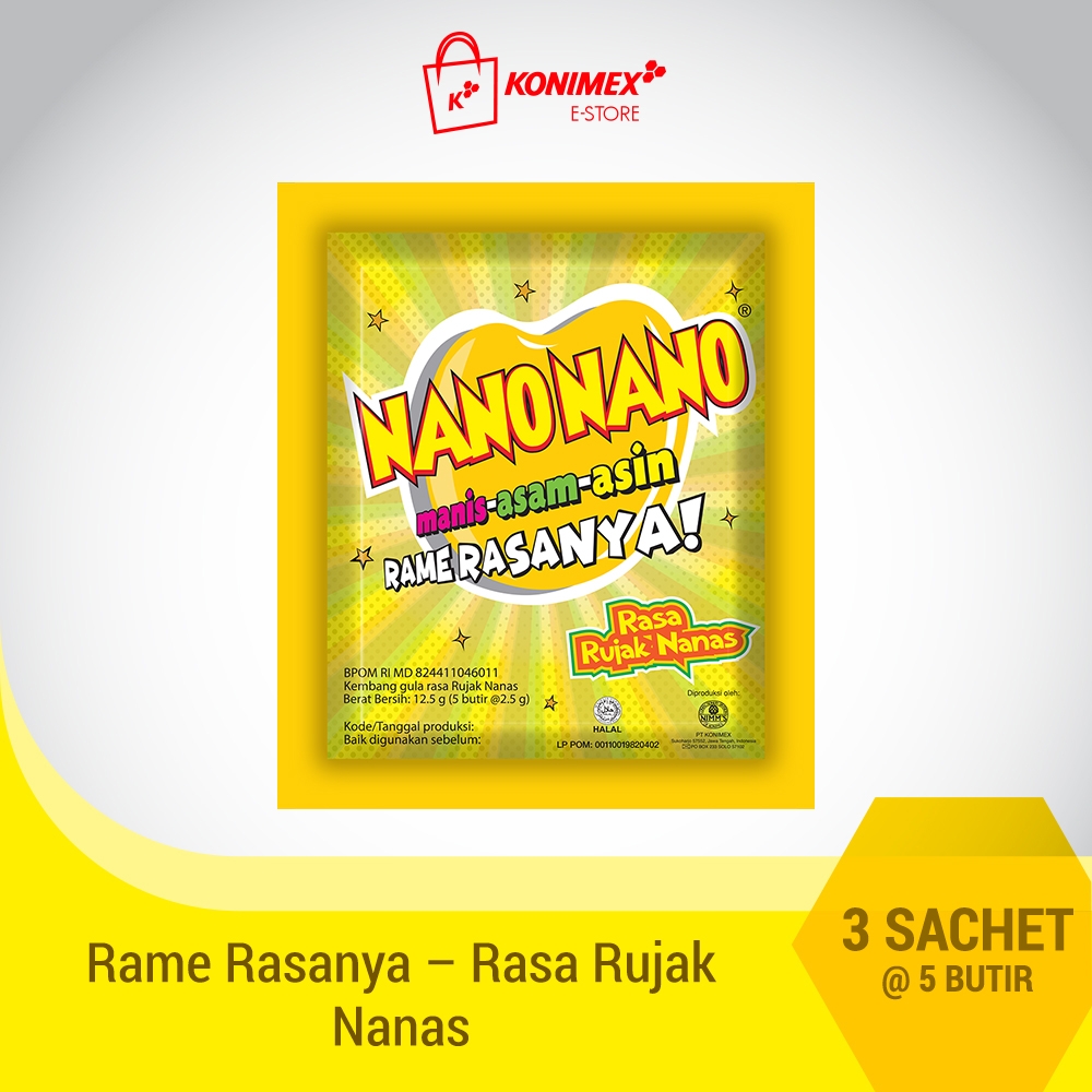 Nano Nano Rujak Nanas 3 sachet isi 5 butir