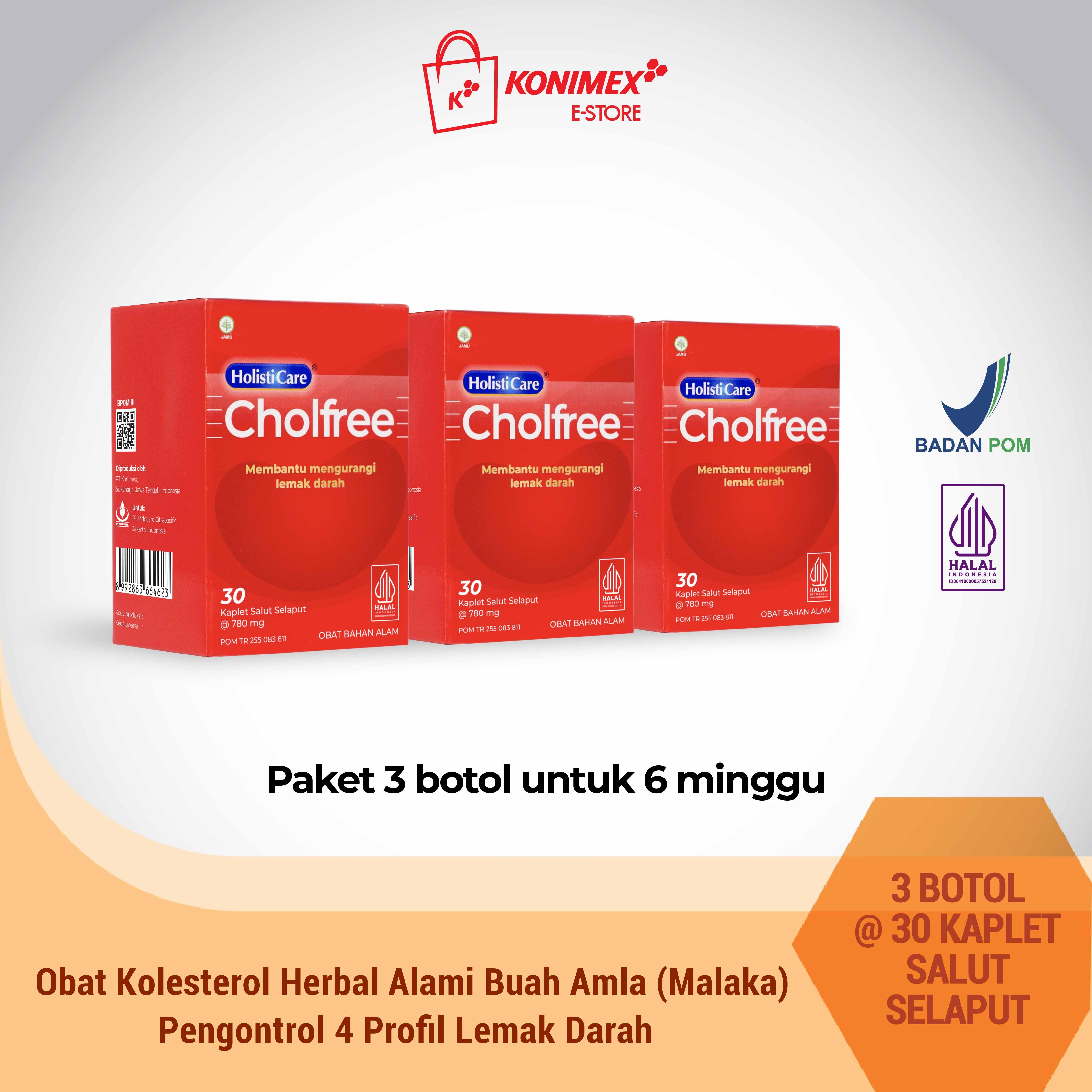 Paket 3 Botol Holisticare Cholfree – Obat Herbal Penurun Kol