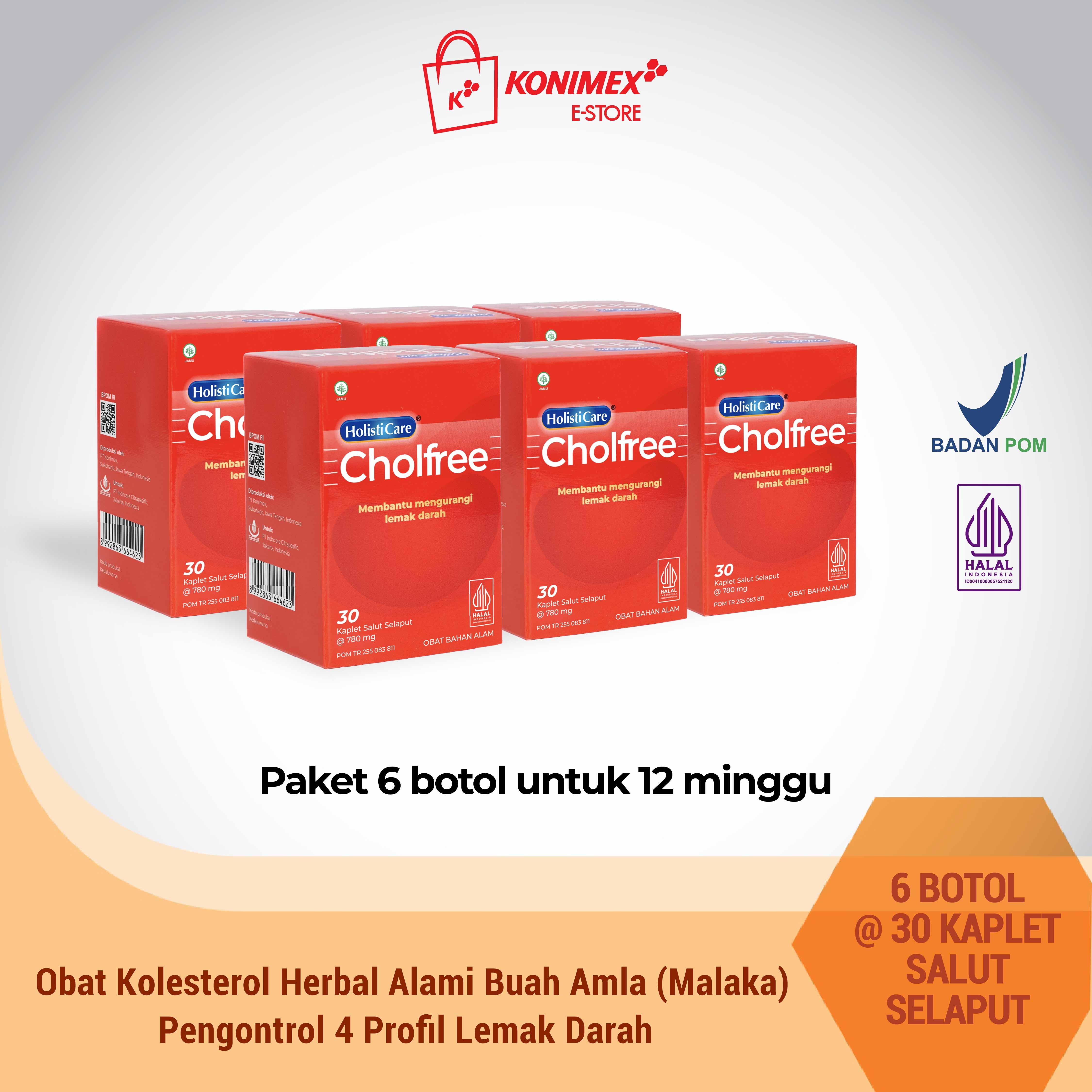 Paket 6 Botol Holisticare Cholfree – Obat Herbal Penurun Kol