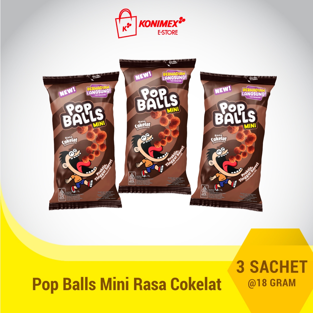 POP BALLS COKELAT 19 GRAM isi 3 Sachet