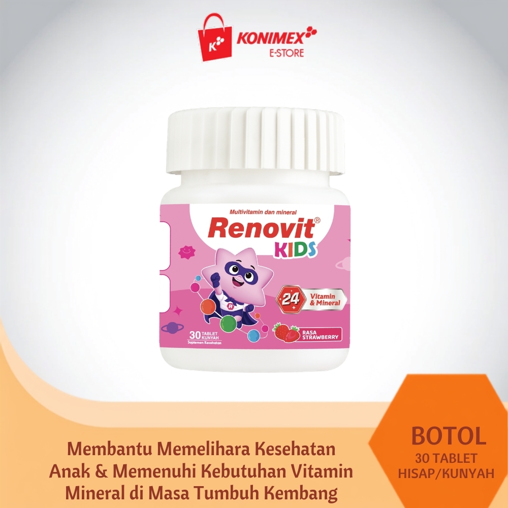 Renovit Kids Strawberry – Multivitamin Anak 30 Tablet Kunyah