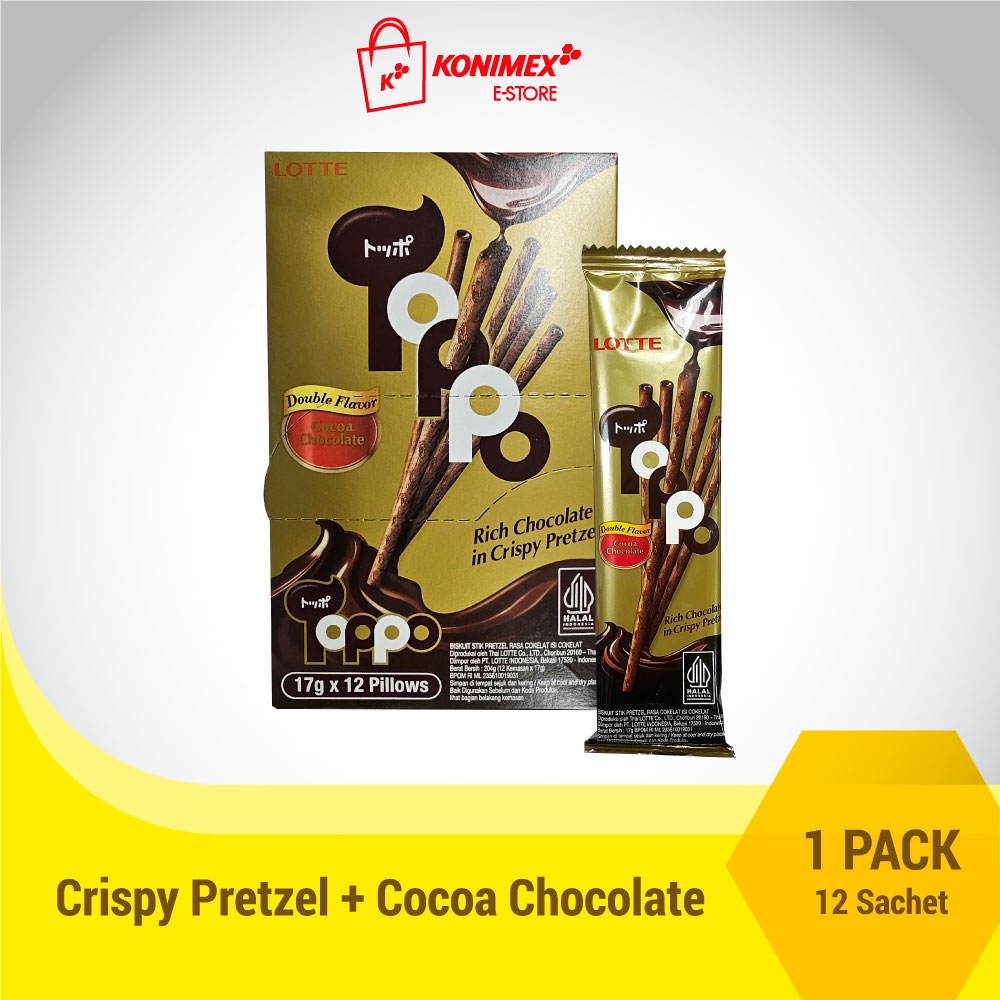 TOPPO Cocoa Chocolate Pretzel Stick 1 Pack 12 Sachet