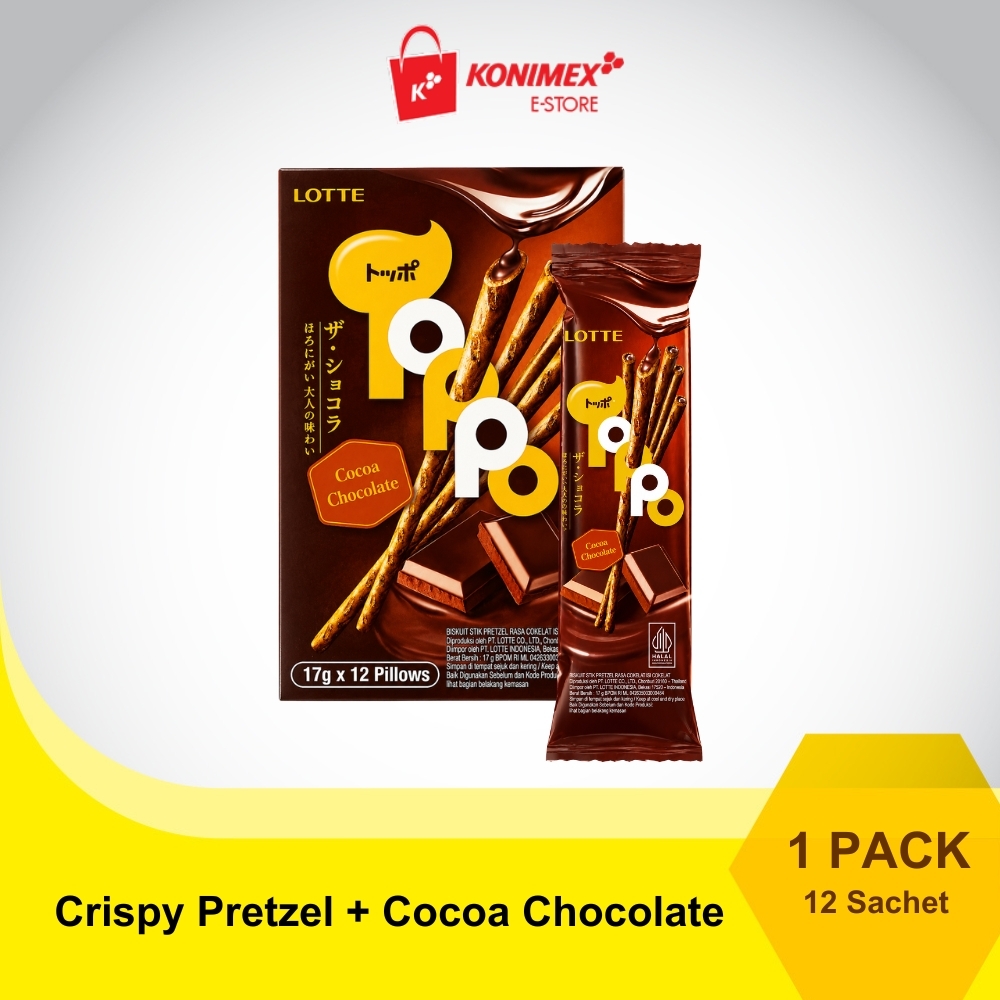 TOPPO Cocoa Chocolate Pretzel Stick 1 Pack 12 Sachet